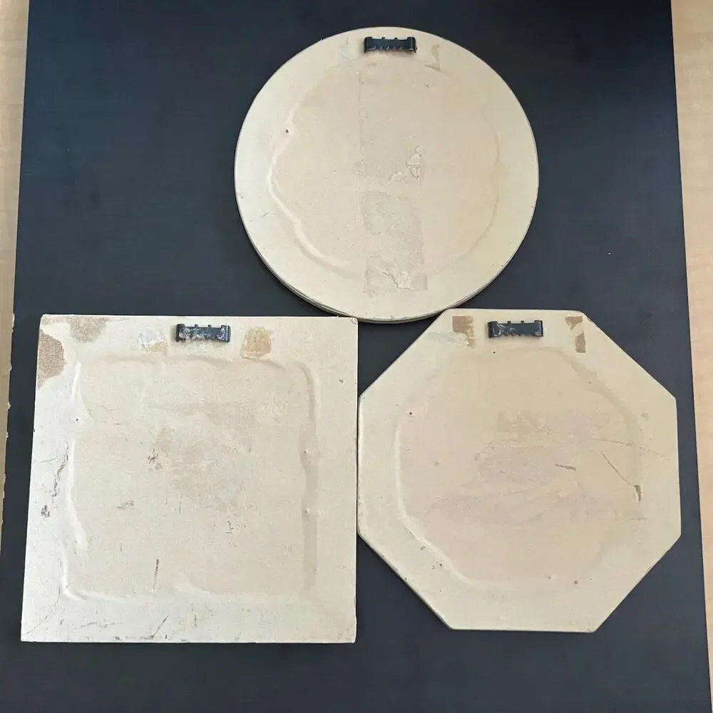 Vintage Mirror Set Hand Painted Cream Pink Rosebud Wall Decor 1980s